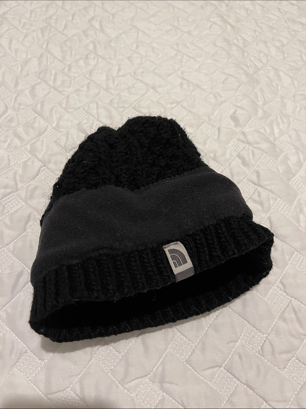 The North Face reversible Black Knit & Fleece Beanie